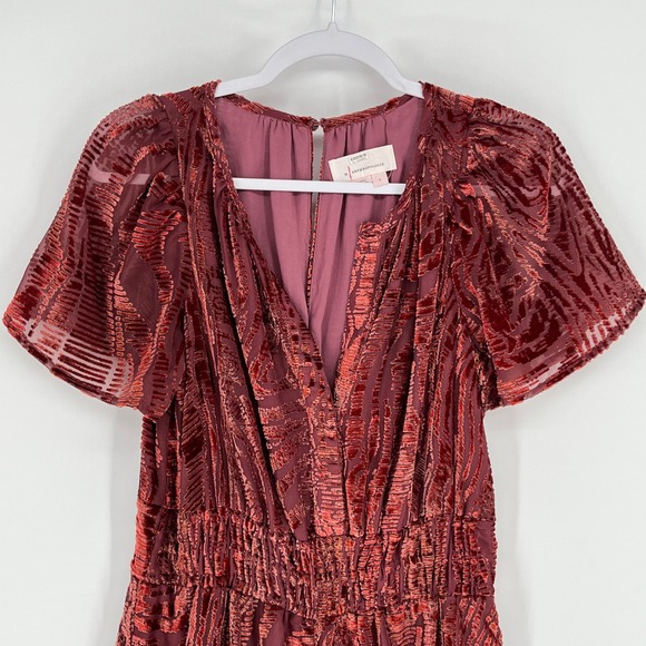 Anthropologie Somerset Velvet Burnout Jumpsuit Small Whimsigoth Holiday Party - Picture 8 of 15